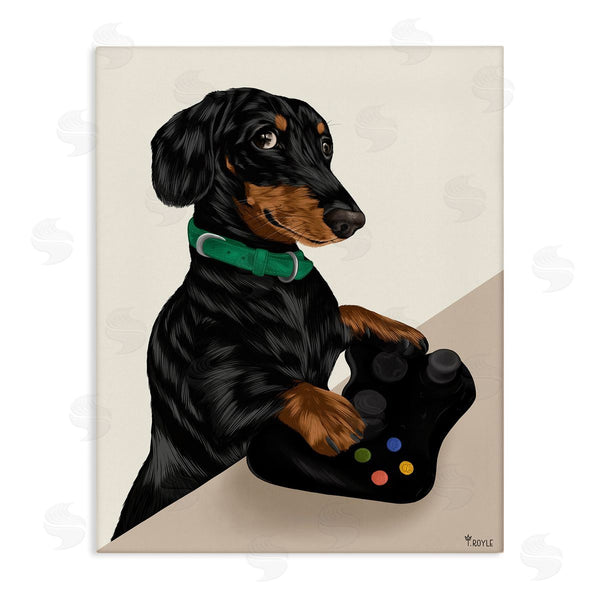 stupell industries Tara Royle | Gamer Dachshund Dog