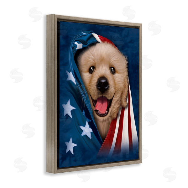 Stupell Industries Vincent Hie | Puppy & American Flag