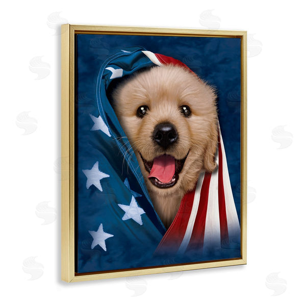 Stupell Industries Vincent Hie | Puppy & American Flag
