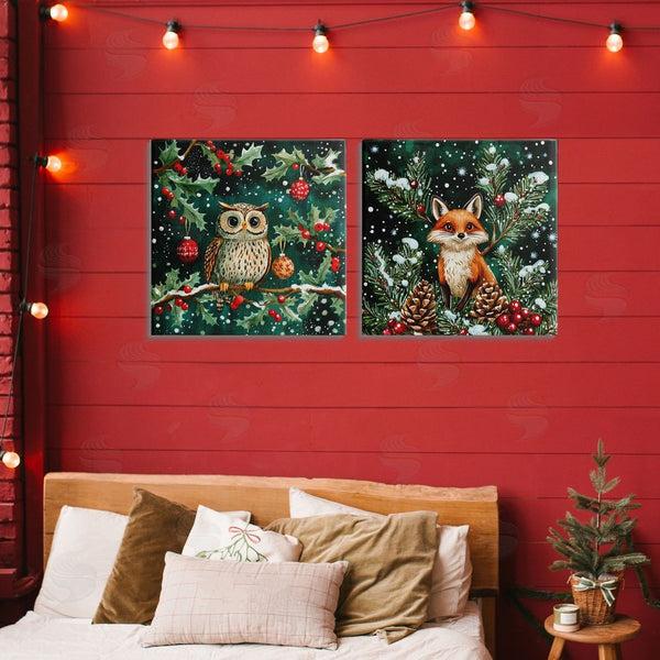 Stupell Industries Yen | Winter Snowfall Fox & Owl
