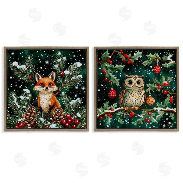 Stupell Industries Yen | Winter Snowfall Fox & Owl
