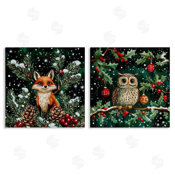 stupell industries Yen | Winter Snowfall Fox & Owl