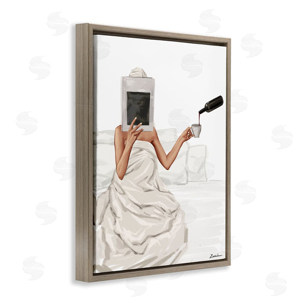 Stupell Industries Ziwei Li | Cozy In Bed With Drink