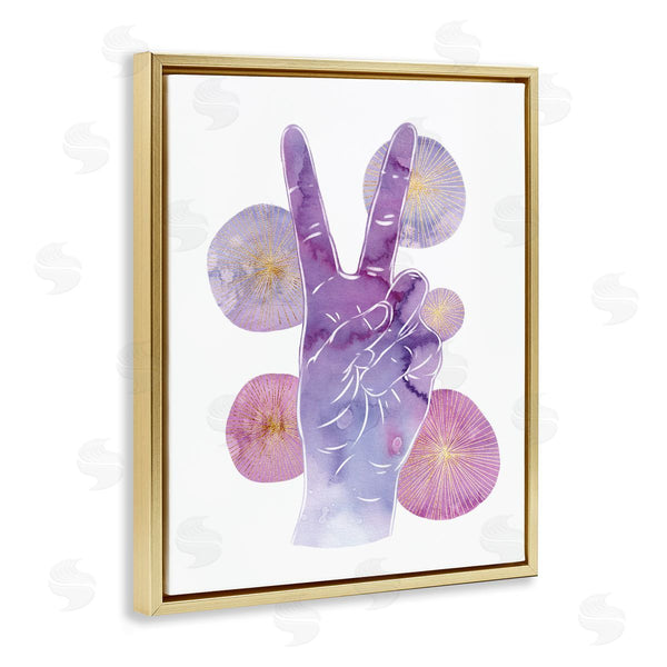 Stupell Industries Ziwei Li | Purple Peace Hand Sign