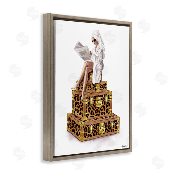 Stupell Industries Ziwei Li | Reading Atop Suitcases