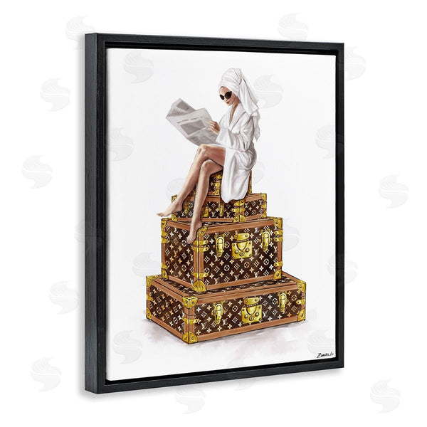 Stupell Industries Ziwei Li | Reading Atop Suitcases