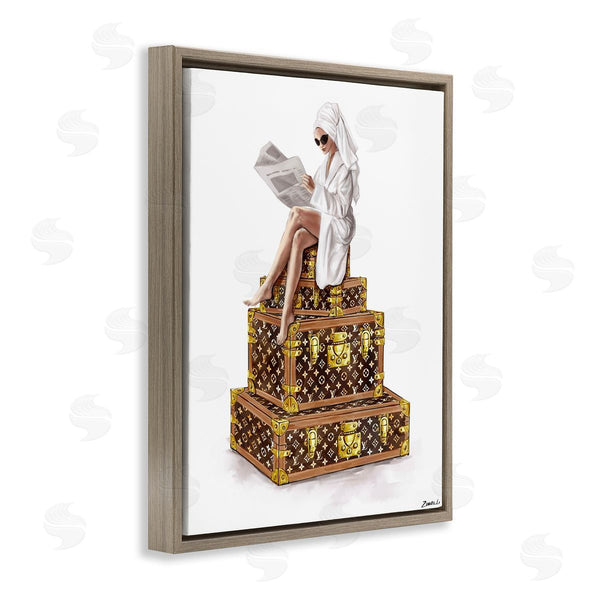 Stupell Industries Ziwei Li | Reading Atop Suitcases