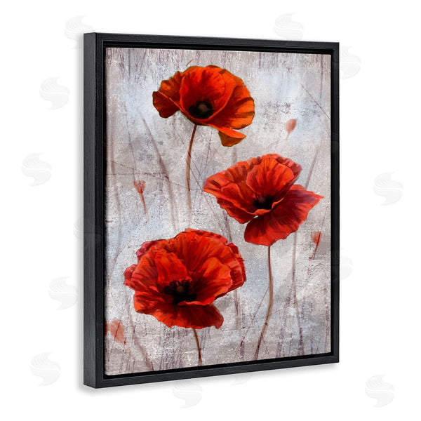 Stupell Industries Ziwei Li | Red Poppies Over Grey