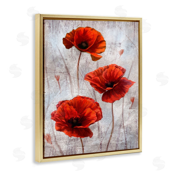Stupell Industries Ziwei Li | Red Poppies Over Grey