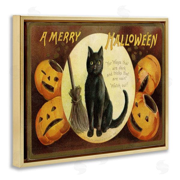 Stupell Industries Stupell Studio | A Merry Halloween Black Cat Wall Art