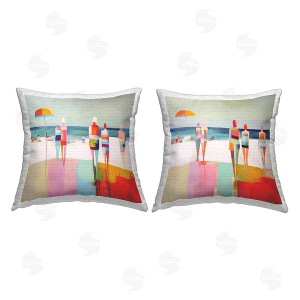 Stupell Industries Stupell Studio | Abstract Beach Goers Printed Throw Pillow