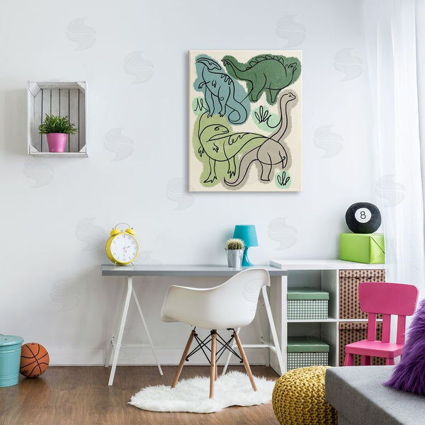 Stupell Industries Stupell Studio | Abstract Dinosaur Safari Reptiles Modern Linework Design Wall Art