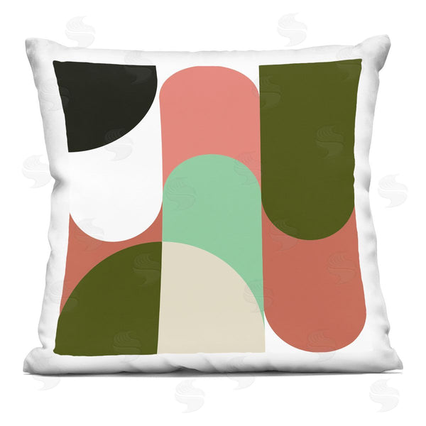 stupell industries Stupell Studio | Abstract Geometric Shapes Retro Green Pink Printed Throw Pillow