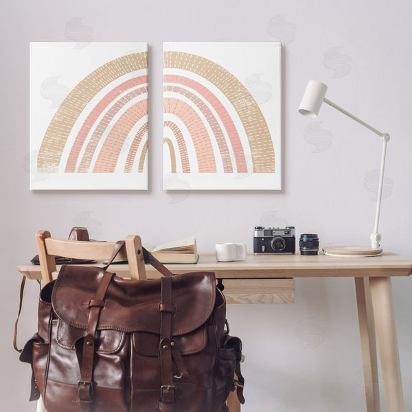 Stupell Industries Stupell Studio | Abstract Pink Neutral Kid's Rainbow Arches Wall Art