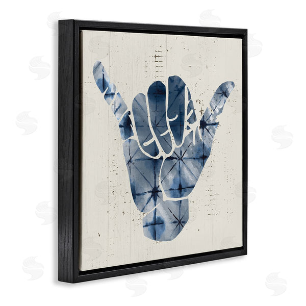 Stupell Industries Stupell Studio | Abstract Shaka Sign Hand Gesture Blue Geometric Pattern Wall Art