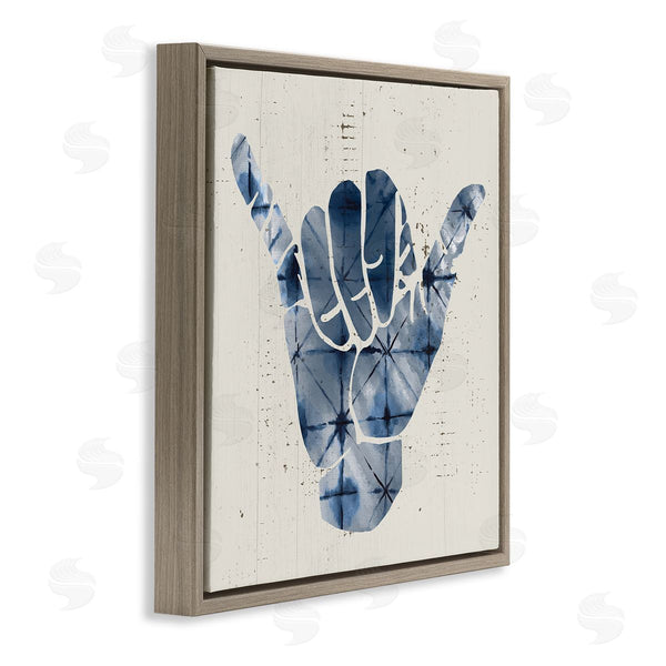 Stupell Industries Stupell Studio | Abstract Shaka Sign Hand Gesture Blue Geometric Pattern Wall Art