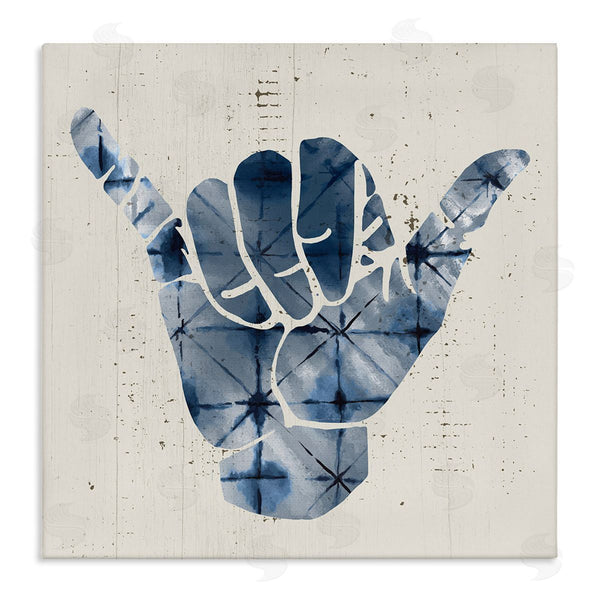 stupell industries Stupell Studio | Abstract Shaka Sign Hand Gesture Blue Geometric Pattern Wall Art