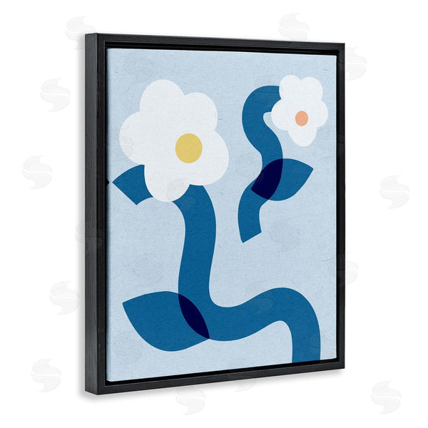 Stupell Industries Stupell Studio | Abstract White Floral Pop Shapes Blue Curved Stems Wall Art
