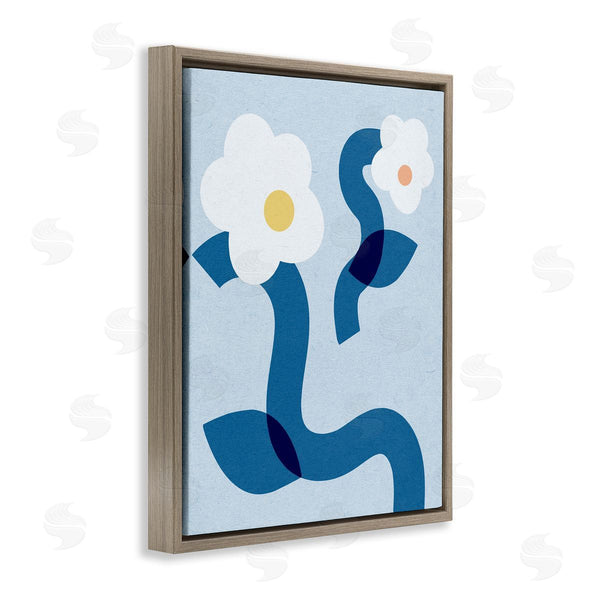 Stupell Industries Stupell Studio | Abstract White Floral Pop Shapes Blue Curved Stems Wall Art