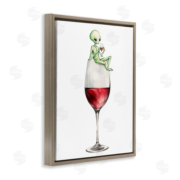 Stupell Industries Stupell Studio | Alien Perched On Wine Glass