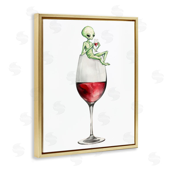 Stupell Industries Stupell Studio | Alien Perched On Wine Glass