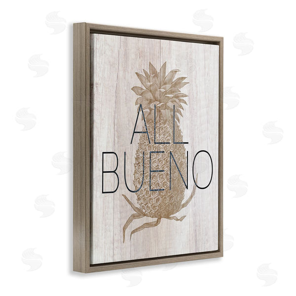 Stupell Industries Stupell Studio | All Bueno Phrase Vintage Pineapple Illustration Rustic Pattern Wall Art