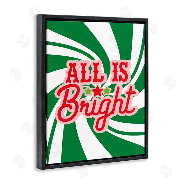 Stupell Industries Stupell Studio | All's Bright Bold Holiday Typography Green Peppermint Spiral Wall Art