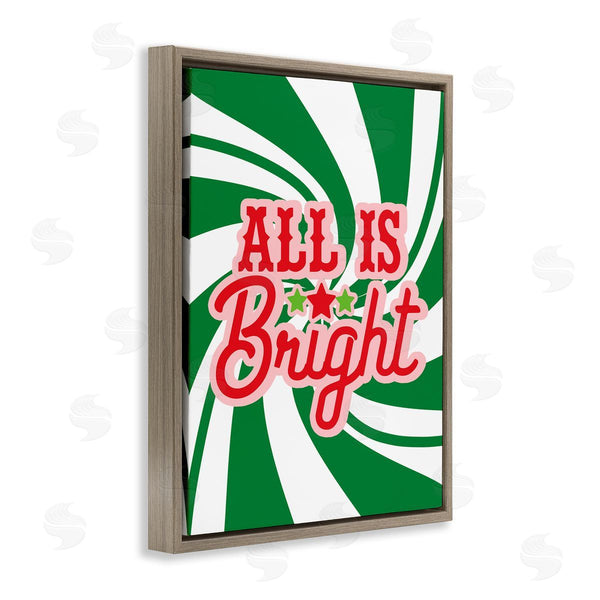 Stupell Industries Stupell Studio | All's Bright Bold Holiday Typography Green Peppermint Spiral Wall Art