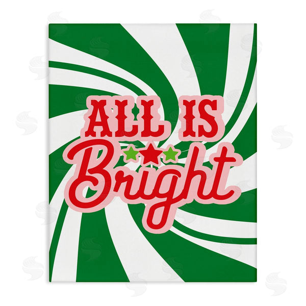 stupell industries Stupell Studio | All's Bright Bold Holiday Typography Green Peppermint Spiral Wall Art