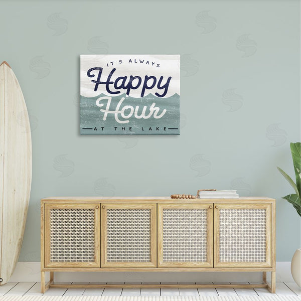 Stupell Industries Stupell Studio | Always Happy Hour Vintage Lake House Wave Signage Wall Art