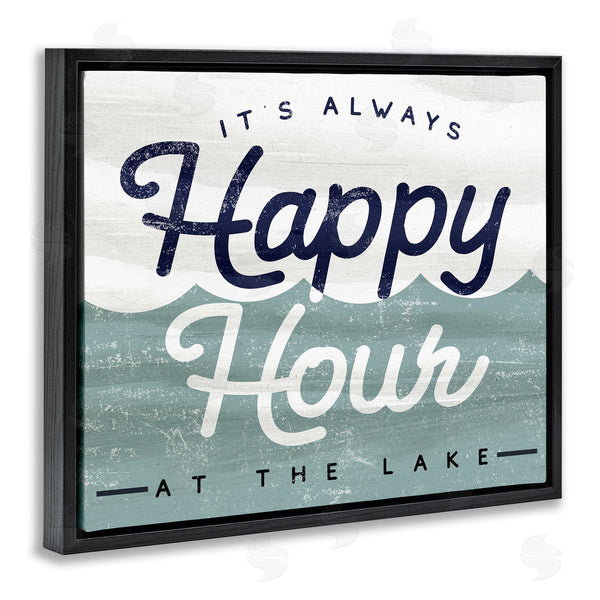 Stupell Industries Stupell Studio | Always Happy Hour Vintage Lake House Wave Signage Wall Art