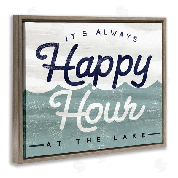 Stupell Industries Stupell Studio | Always Happy Hour Vintage Lake House Wave Signage Wall Art