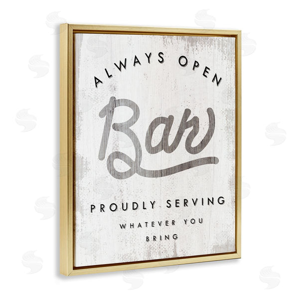 Stupell Industries Stupell Studio | Always Open BYOB Bar Sign Funny Drinking Phrase