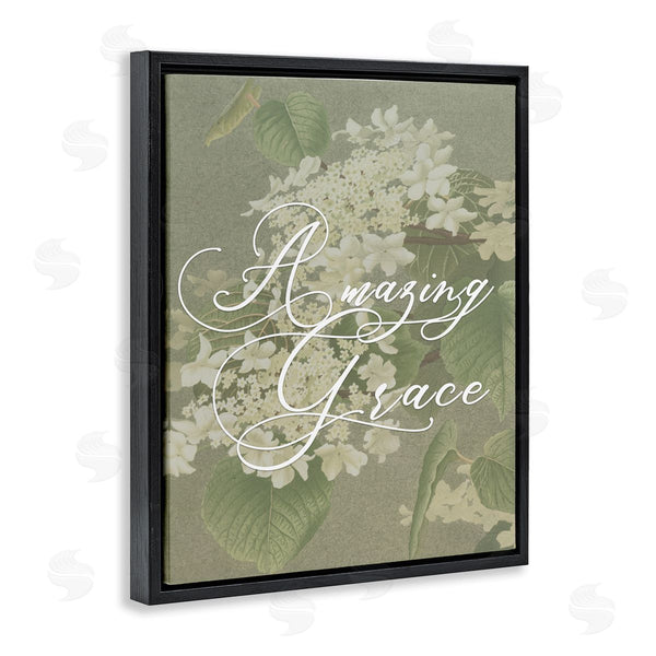 Stupell Industries Stupell Studio | Amazing Grace Phrase Vintage White Flower Blossoms Wall Art