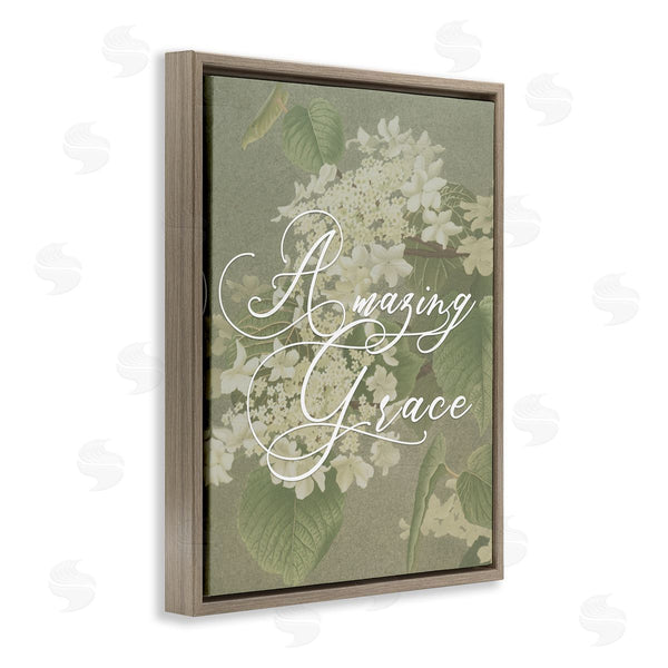 Stupell Industries Stupell Studio | Amazing Grace Phrase Vintage White Flower Blossoms Wall Art