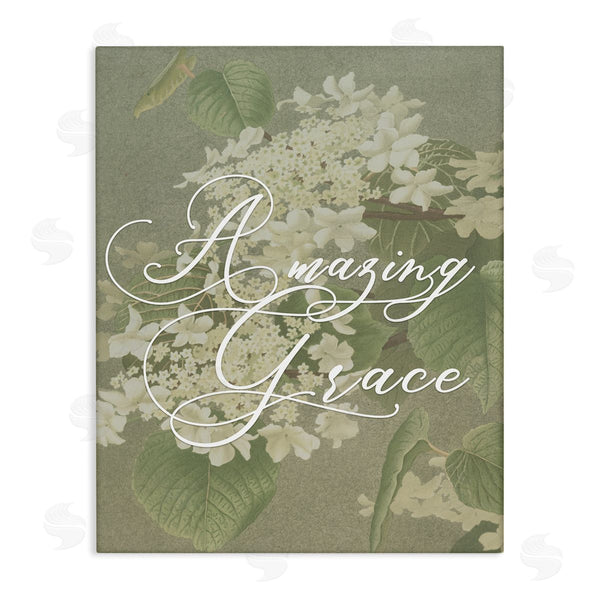 stupell industries Stupell Studio | Amazing Grace Phrase Vintage White Flower Blossoms Wall Art