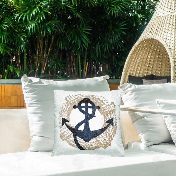 Stupell Industries Stupell Studio | Anchor & Round Rope Printed Throw Pillow