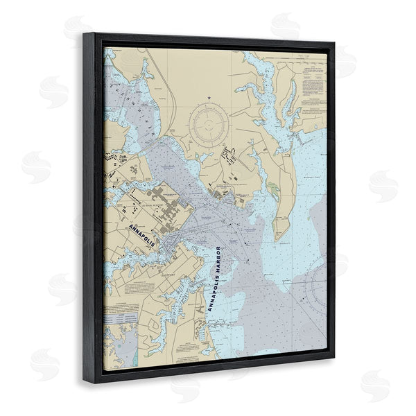 Stupell Industries Stupell Studio | Annapolis Harbor Nautical Map Traditional Cartography Chart Wall Art