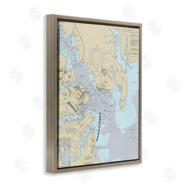 Stupell Industries Stupell Studio | Annapolis Harbor Nautical Map Traditional Cartography Chart Wall Art