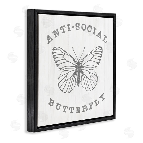 Stupell Industries Stupell Studio | Antisocial Butterfly Insect Outline Vintage Weathered Design Wall Art