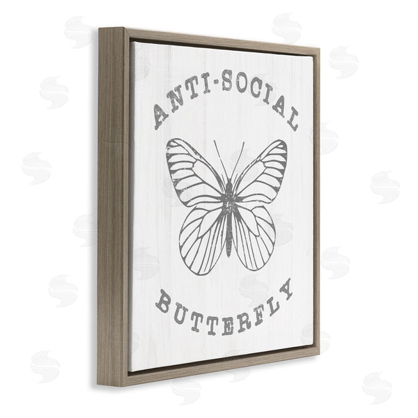 Stupell Industries Stupell Studio | Antisocial Butterfly Insect Outline Vintage Weathered Design Wall Art