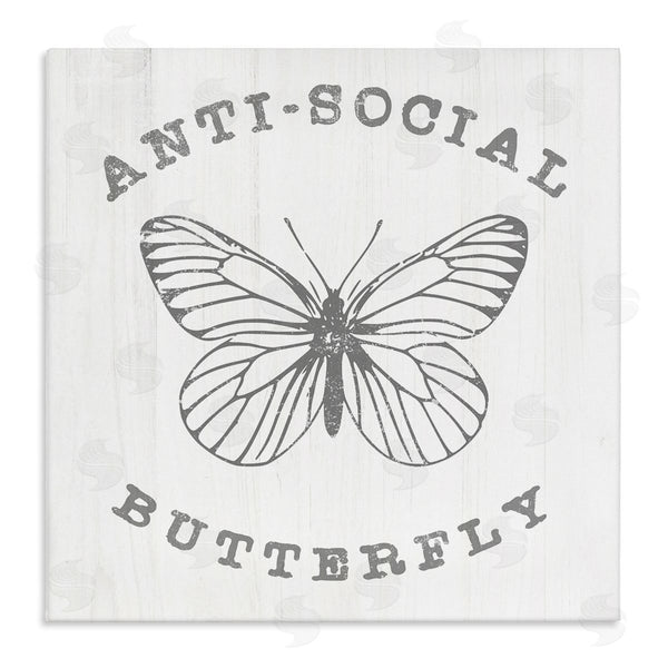 stupell industries Stupell Studio | Antisocial Butterfly Insect Outline Vintage Weathered Design Wall Art