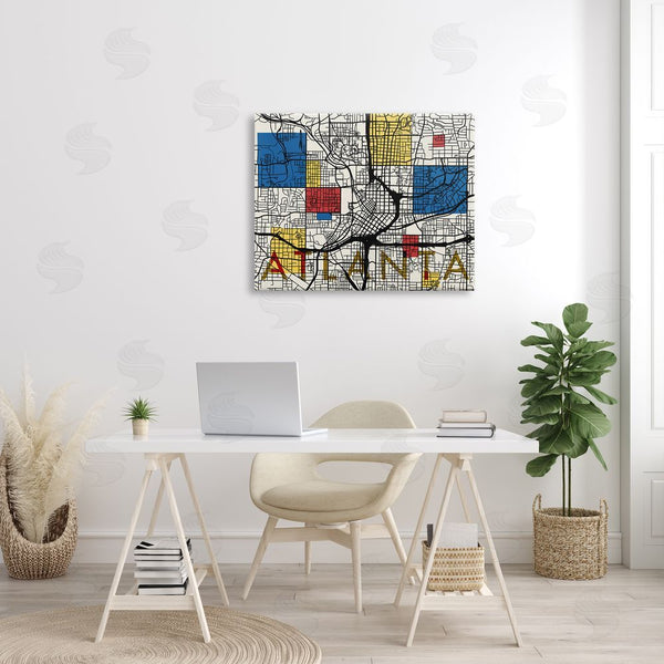 Stupell Industries Stupell Studio | Atlanta Georgia City Street Map Abstract Primary Squares Wall Art