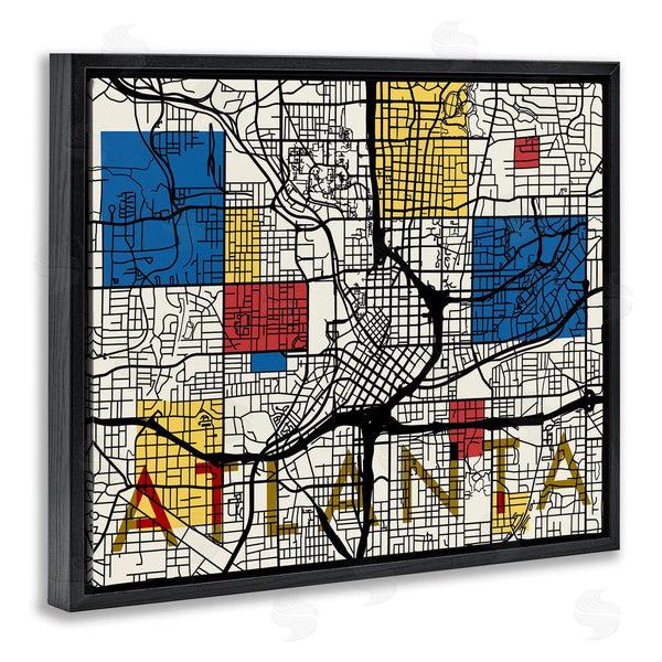 Stupell Industries Stupell Studio | Atlanta Georgia City Street Map Abstract Primary Squares Wall Art