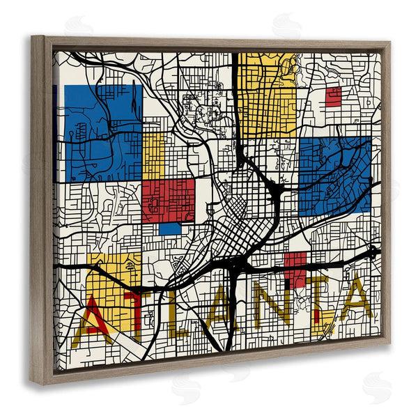 Stupell Industries Stupell Studio | Atlanta Georgia City Street Map Abstract Primary Squares Wall Art