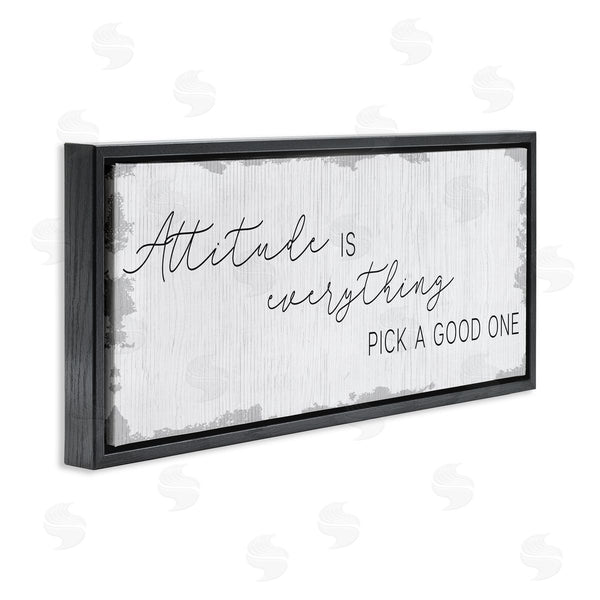 Stupell Industries Stupell Studio | Attitude Is Everything Distressed Plank Look Black White