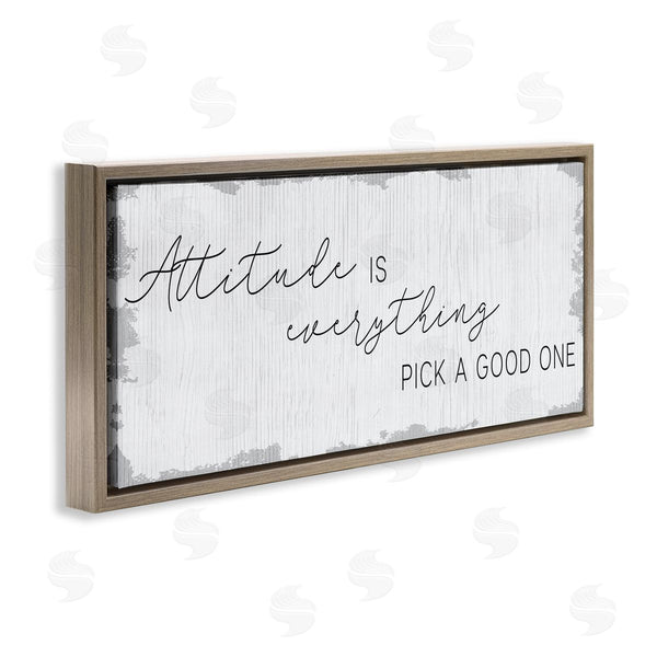 Stupell Industries Stupell Studio | Attitude Is Everything Distressed Plank Look Black White
