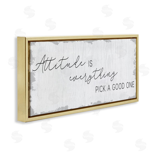 Stupell Industries Stupell Studio | Attitude Is Everything Distressed Plank Look Black White
