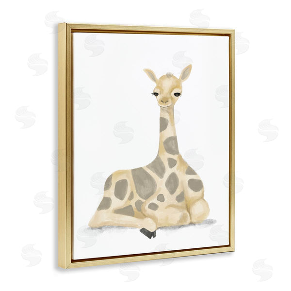 Stupell Industries Stupell Studio | Baby Giraffe Resting Soft Yellow Brown Illustration