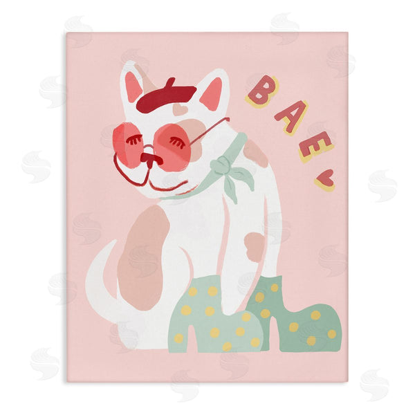 stupell industries Stupell Studio | Bae Heart Sentiment Parisian French Bulldog Beret Hat Wall Art